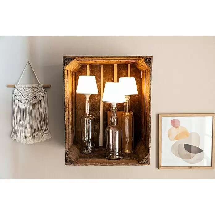 REV LED-Flaschenleuchte mit Akku Lamprusco - 2 W, Warmweiß, Ø x H: 11,5 x 13,8 cm, Weiß, Akkubetrieben - Stimmungsaufnahme