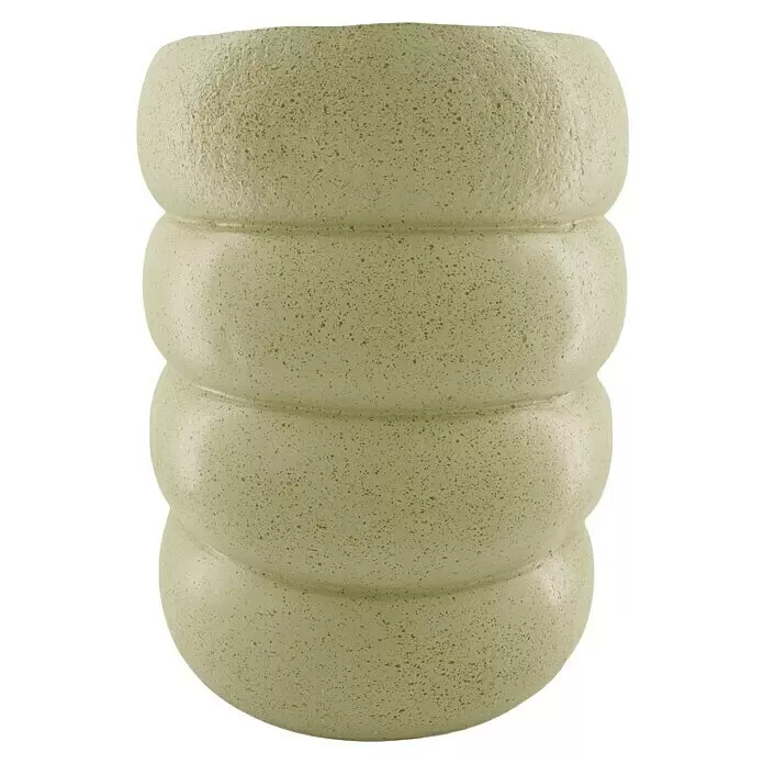 Beistelltisch Magnesium - Rund, Hellbraun, 38 cm - Gesprenkelte hellgrüne zylindrische Vase mit Rippendesign und Textur.