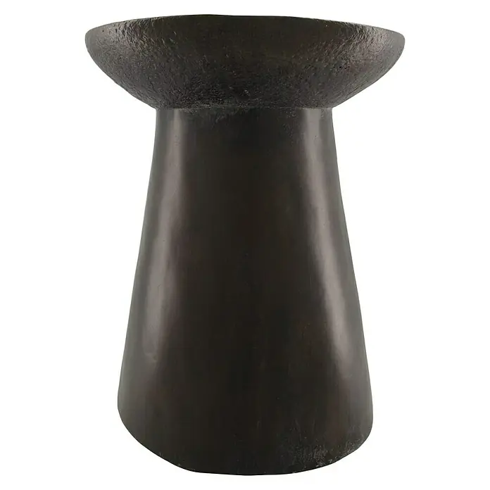 Beistelltisch Zylinder - Ø x H: 38 x 48 cm, Dunkelbraun - Dieser elegante schwarze Hocker besticht durch seine organische Form und die robuste Textur, ideal als stilvolle Sitzgelegenheit.