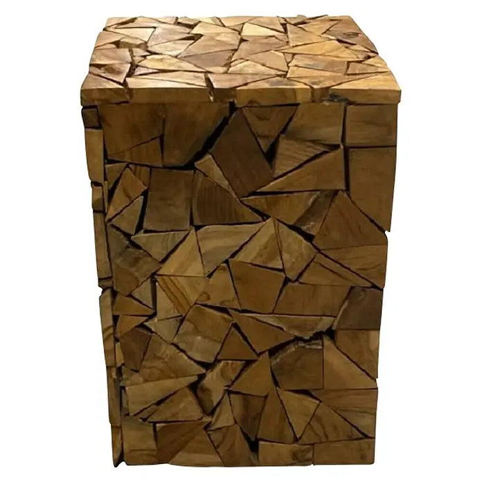 Hocker Cubus - 32 x 32 x 42 cm, Holz - Mosaik-Hocker: Ein stilvolles Möbelstück mit Holz-Mosaikmuster, das jedem Raum einen Hauch von rustikalem Charme verleiht.\n