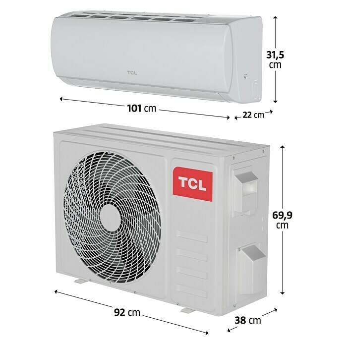 TCL Inverter-Klimasplitgerät TAC-24CHSA/HCI (Kühlleistung: 24.000 BTU/h, Heizleistung: 18.000 BTU/h, A++/A+, Raumgröße: 70 m²)