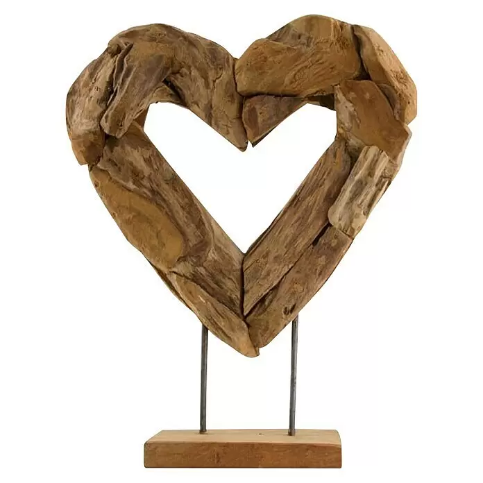 Dekofigur ErosionHerz, L x B x H: 38 x 12 x 48 cm, Holz