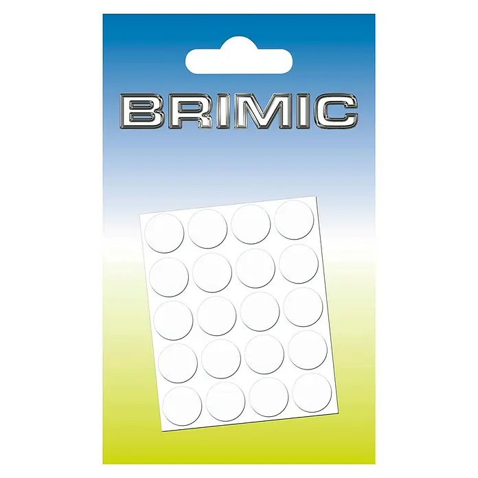 Micel Brimic Tapón embellecedor Blanco poro - Diámetro: 13 mm, Pegado, 20 ud. - Producto Brimic: Una lámina de pegatinas redondas blancas, ideal para diversos usos para la organización, el etiquetado o proyectos de manualidades.