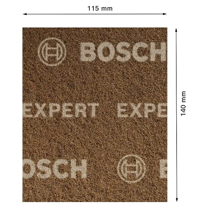 Bosch Expert Taco de lijado N880 - 1150 x 140 mm, Marrón - Imagen de un fieltro abrasivo Bosch Expert, dimensiones 115 mm x 140 mm, ideal para trabajos de lijado y acabado de superficies.