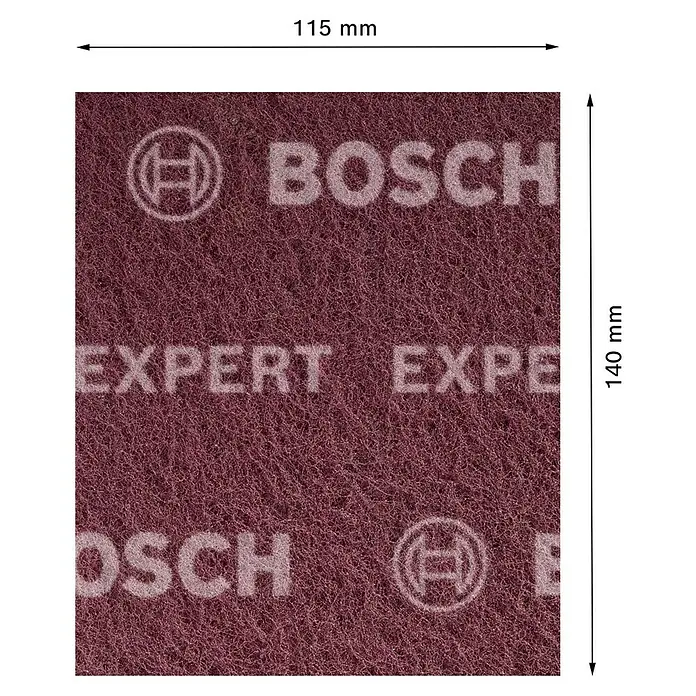 Bosch Expert Taco de lijado N880 - Rojo, 1150 x 140 mm - Imagen de una hoja de lija Bosch Expert, con dimensiones de 115 mm x 140 mm.