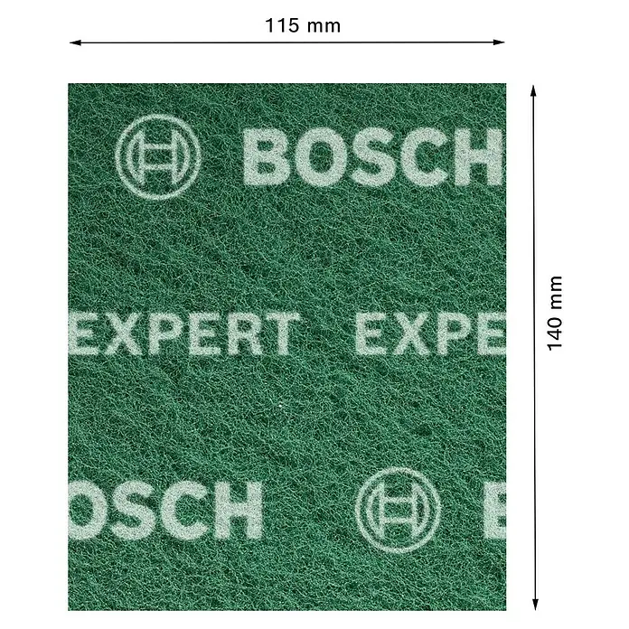Bosch Expert Taco de lijado N880 - 1150 x 140 mm, Verde - Imagen de un vellón de lijado verde Bosch EXPERT, de 115 x 140 mm, ideal para trabajos de lijado.