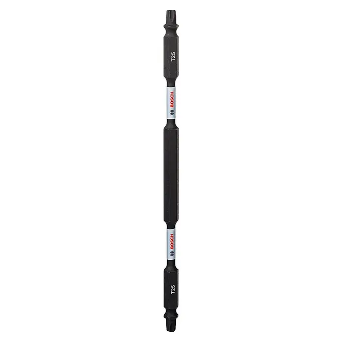 Bosch Set de puntas Impact Control - T25, Longitud de punta: 150 mm, 3 ud. - Primer plano de una punta doble negra Bosch T25, ideal para atornillar. Uso duradero y versátil para los artesanos.
