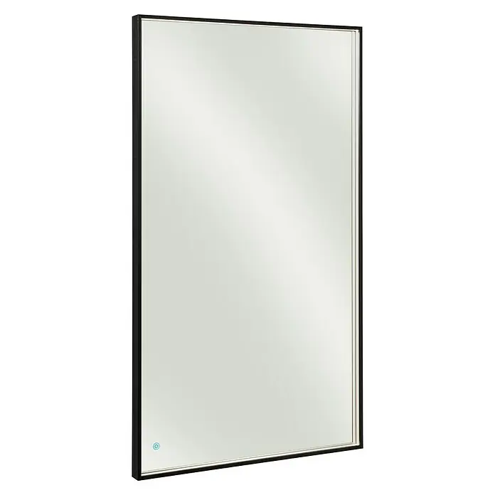 Camargue Lichtspiegel Noir - 120 x 68 cm, Schwarz, Leuchtmittel - Elegantes rechteckiges LED-beleuchtetes Spiegelschrank mit schwarzem Rahmen für Badezimmer und Ankleidezimmer.