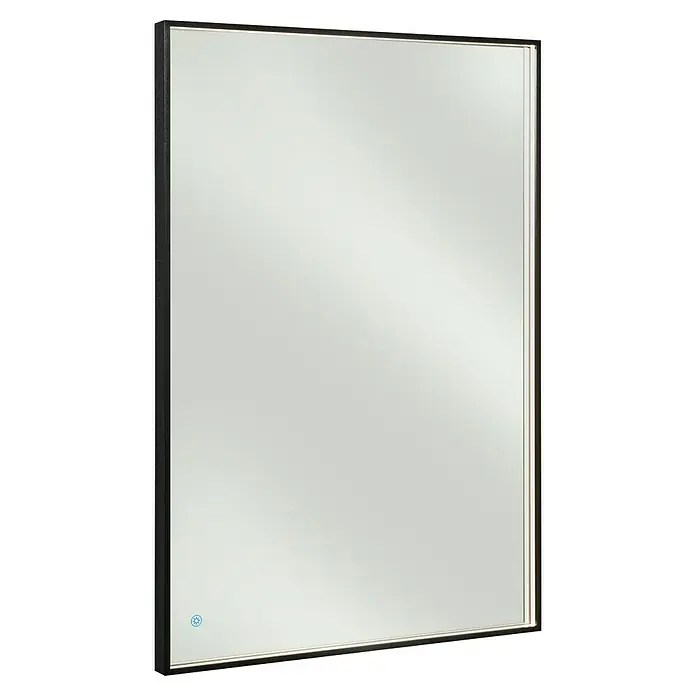 Camargue Lichtspiegel Noir - 80 x 68 cm, Schwarz, Leuchtmittel - Ein rechteckiger Spiegel mit einem eleganten schwarzen Rahmen, der jedem Raum einen Hauch von moderner Raffinesse verleiht.