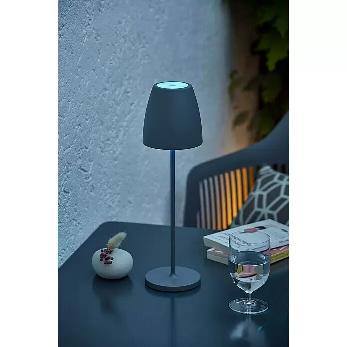 Lavida Akku-Tischleuchte Silea - 3,3 W, Anthrazit, Lichtfarbe: RGBW - Stimmungsaufnahme