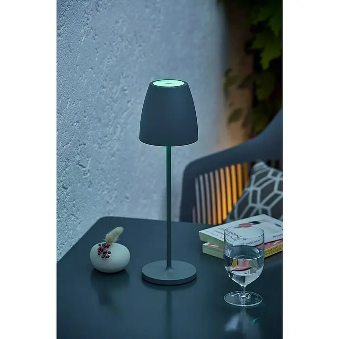Lavida Akku-Tischleuchte Silea - 3,3 W, Anthrazit, Lichtfarbe: RGBW - Moderne Tischleuchte mit stimmungsvollem Licht, perfekt für den Außenbereich.