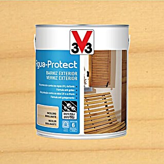 V33 Barniz para madera Exterior Agua Protect (Incoloro, 2,5 l, Brillante)