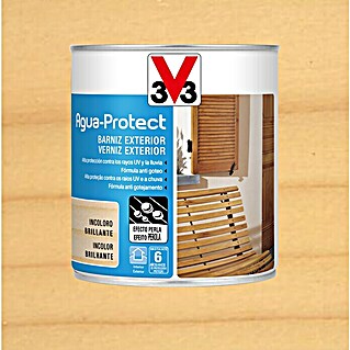 V33 Barniz para madera Exterior Agua Protect (Incoloro, 750 ml, Brillante)