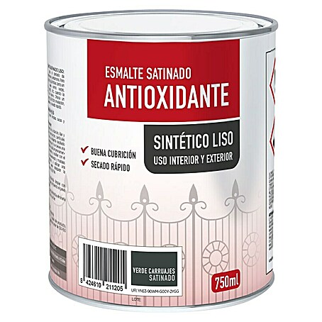 Esmalte de color antioxidante (Verde carruaje, Satinado, 750 ml, Base disolvente)