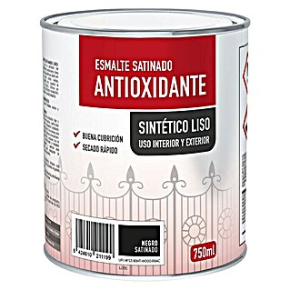 Esmalte de color sintético antioxidante satinado (Negro, 750 ml, Satinado)