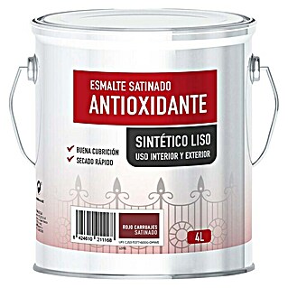 Esmalte de color sintético antioxidante satinado (Rojo carruaje, 4 l, Satinado)