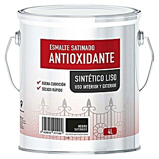 Esmalte de color sintético antioxidante satinado (Negro, 4 l, Satinado)