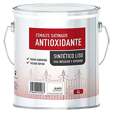 Esmalte de color antioxidante (Blanco, Satinado, 4 l, Base disolvente)