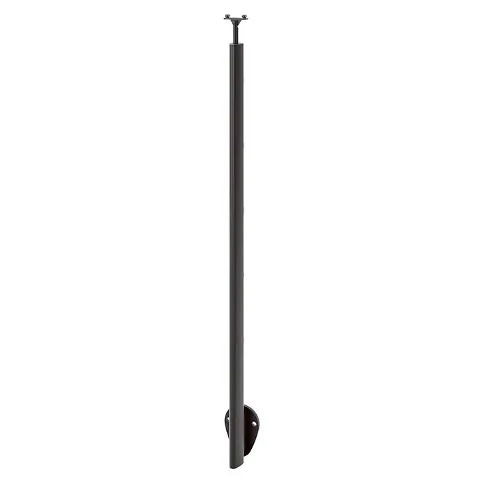 Sogem Balaustrada Pure Black lateral - 150 x 102 cm, Aluminio, Negro - Poste de montaje: Poste negro con soporte para fijación de pasamanos, ideal para escaleras y balcones.