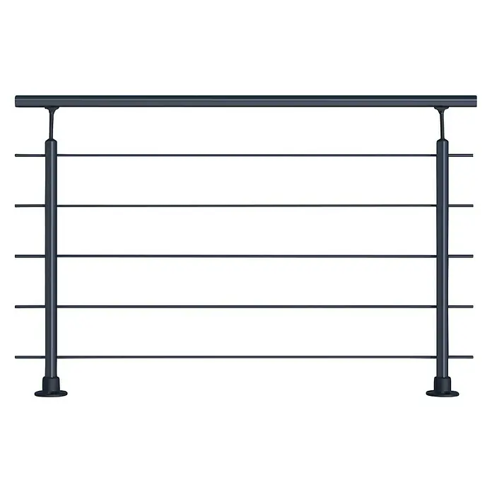 Sogem Balaustrada Clean - 150 x 102 cm, Aluminio, Negro - Barandilla metálica con barras horizontales y construcción robusta, que garantiza seguridad con un diseño moderno, ideal para espacios interiores y exteriores.
