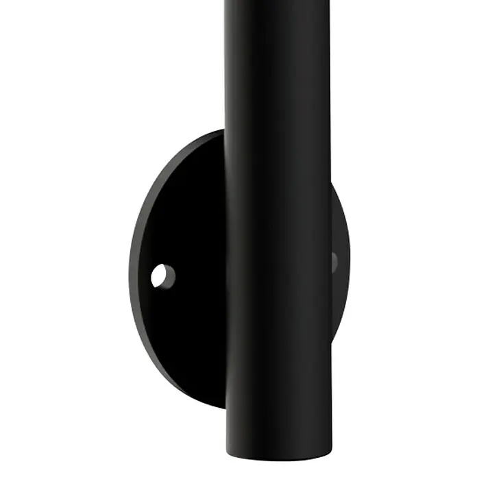 Sogem Balaustrada Clean lateral - 150 x 100 cm, Aluminio, Negro - Una lámpara de pared negra minimalista con pantalla cilíndrica y placa de montaje redonda. Diseño elegante para espacios modernos.