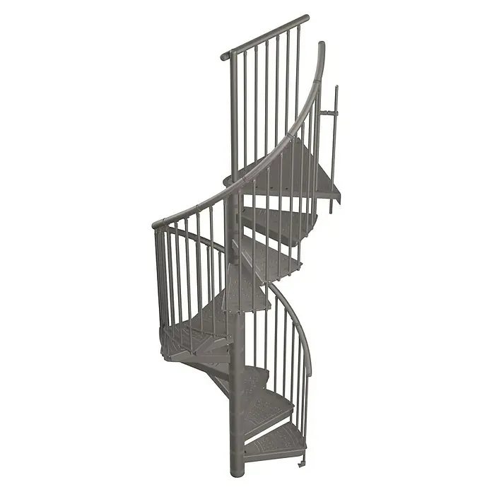 Sogem Escalera de caracol Delta - Gris, Diámetro: 120 cm, Altura de planta: 300 cm - Escalera de caracol metálica con barandilla, ideal para uso interior o exterior. Ahorra espacio y añade elegancia.