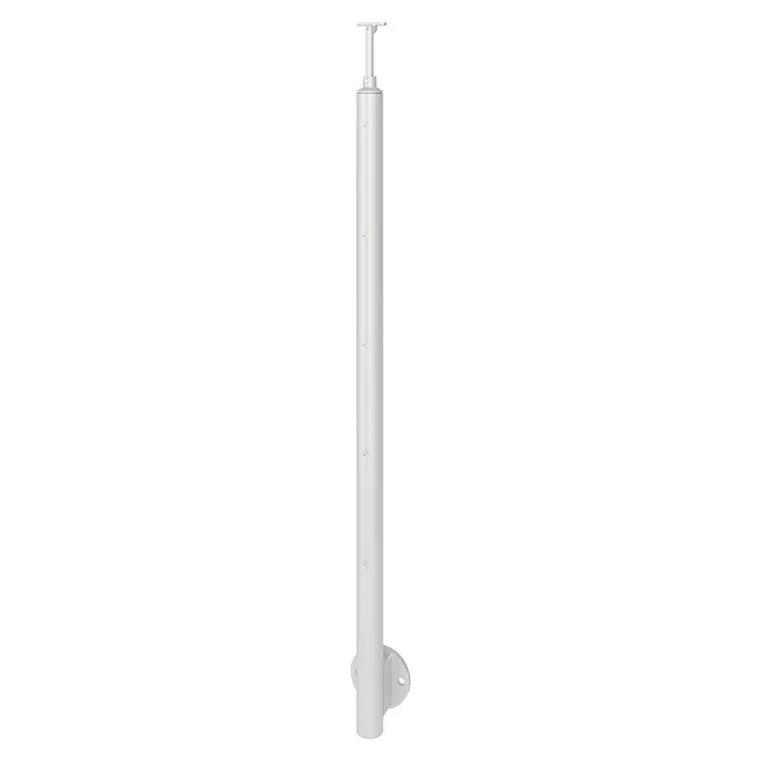 Sogem Balaustrada Interio lateral - 150 x 102 cm, Acero, Plateado - Una bomba de mano blanca montada verticalmente con mango en forma de T y soporte de pared para dispensar líquidos.