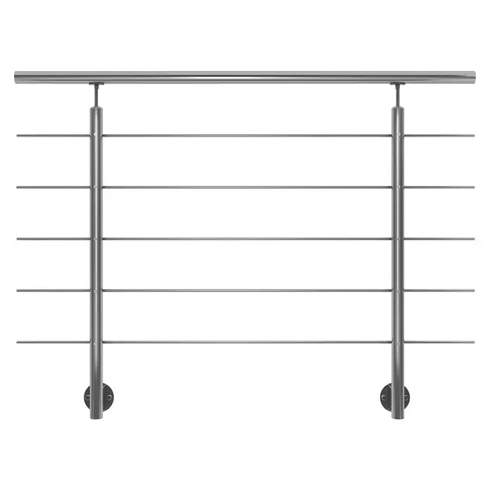 Sogem Balaustrada Harmony lateral - 150 x 102 cm, Acero inoxidable, Plateado - Barandilla plateada con barras horizontales para un hogar moderno y seguro. Un diseño elegante combinado con alta funcionalidad.