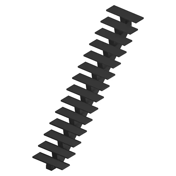 Sogem Escalera principal Gomera - Negro, Ancho: 85 cm, Recto, Altura de planta: 285,2 cm - Tiradores de cajón negros en fila. El diseño moderno de estos tiradores realza cualquier superficie de mueble.