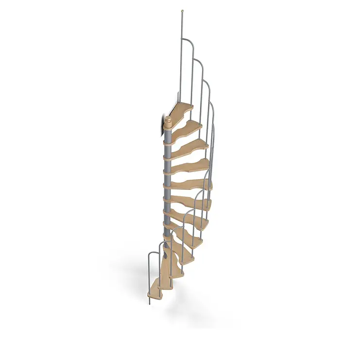 Sogem Escalera de caracol Kronos - Haya, Diámetro: 120 cm, Gris, Altura de planta: 299 cm - Una elegante escalera de caracol de madera y metal. Su elegante diseño la convierte en un punto de atracción en cualquier habitación.