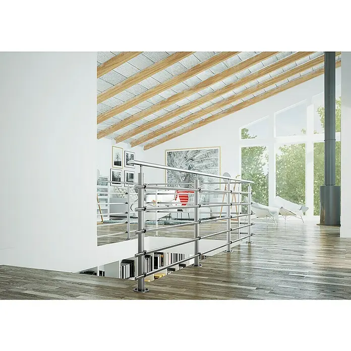 Sogem Balaustrada Pure Titanium - 150 x 102 cm, Aluminio, Gris - Interior luminoso con un diseño de barandilla de acero inoxidable moderna que asegura el hueco de la escalera y añade un toque elegante.