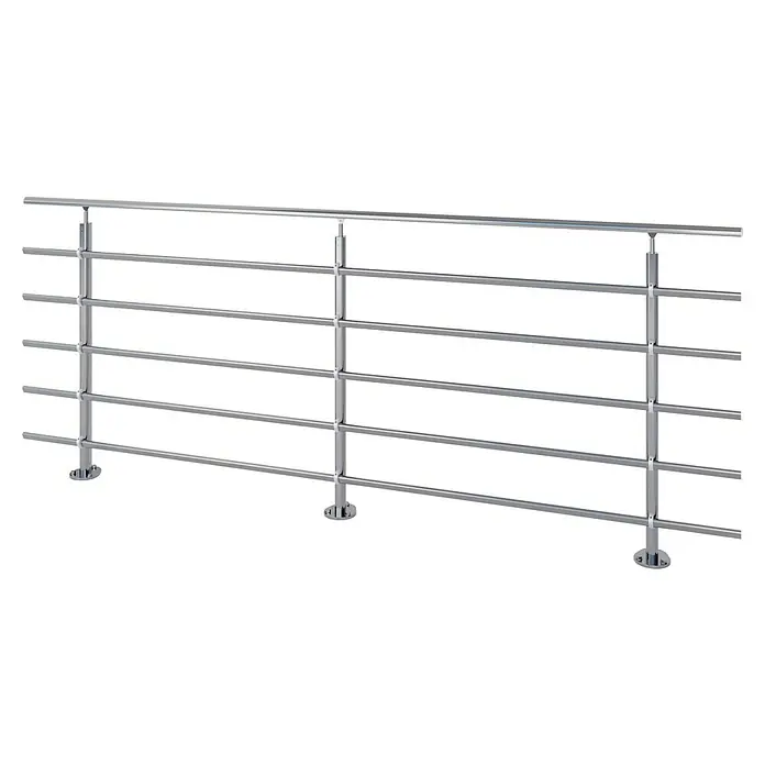 Sogem Balaustrada Pure Titanium - 250 x 102 cm, Aluminio, Gris - Barandilla de acero inoxidable con barras horizontales y postes robustos, ideal para la arquitectura moderna y la delimitación segura interior y exterior.