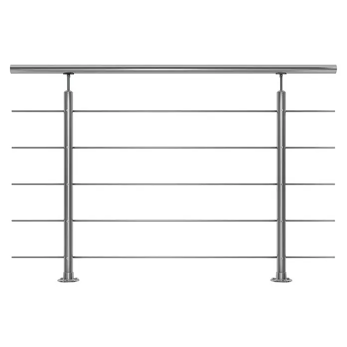 Sogem Balaustrada Harmony - 150 x 102 cm, Acero inoxidable, Plateado - Barandilla metálica con postes de acero inoxidable y barras horizontales. Diseño moderno para escaleras o balcones, robusta y duradera.