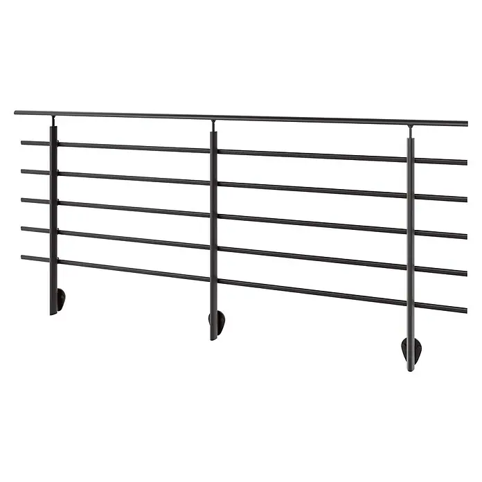 Sogem Balaustrada Pure Black lateral - 250 x 102 cm, Aluminio, Negro - Elegante barandilla con barras horizontales. La barandilla metálica ofrece seguridad y un aspecto moderno para cualquier balcón o escalera.