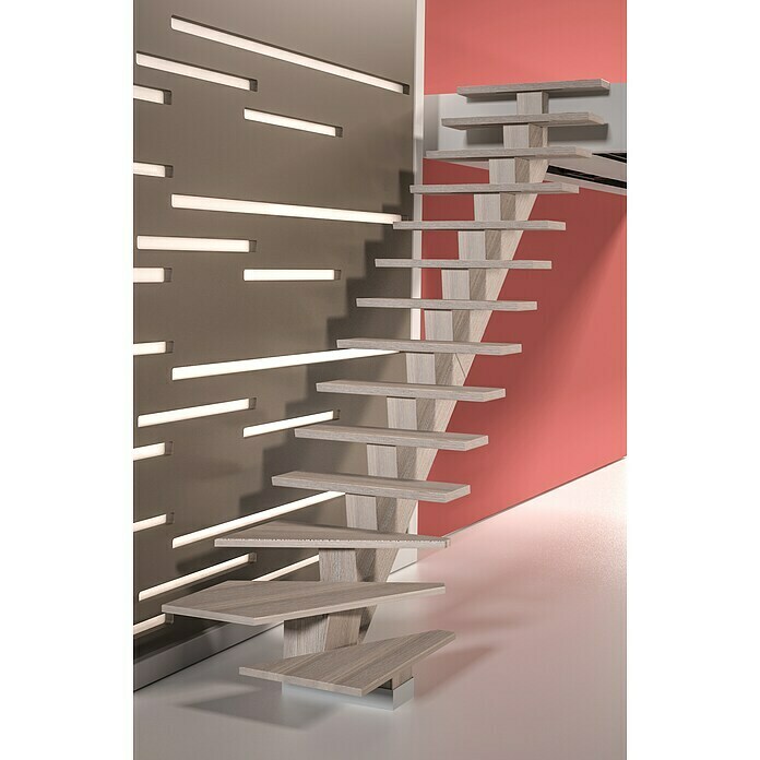 Escalera recta Trendy de abeto con barandilla de aluminio