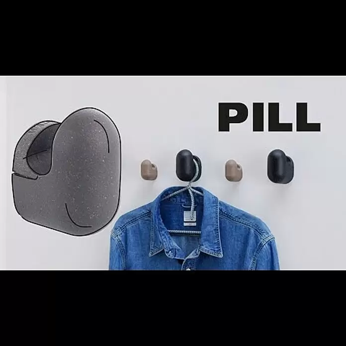Wagner System Garderobenhaken-Set PILL - L x B x H: 57 x 47 x 76 mm, Schwarz, 4 Stk. - hooks4home PILL