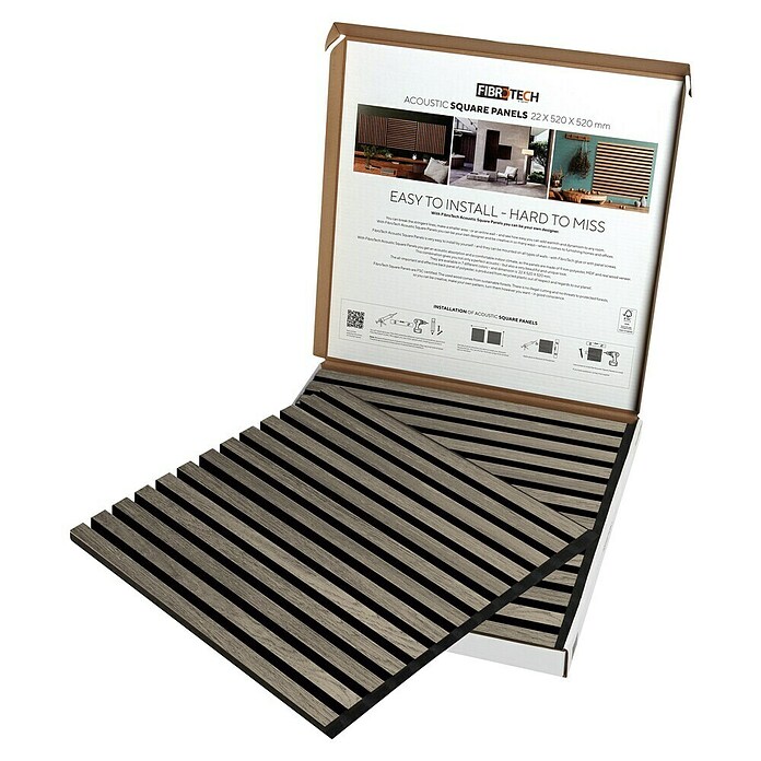 FibroTech Akustikpaneel SQUARE (Grey Oak, 520 x 520 x 22 mm) | BAUHAUS