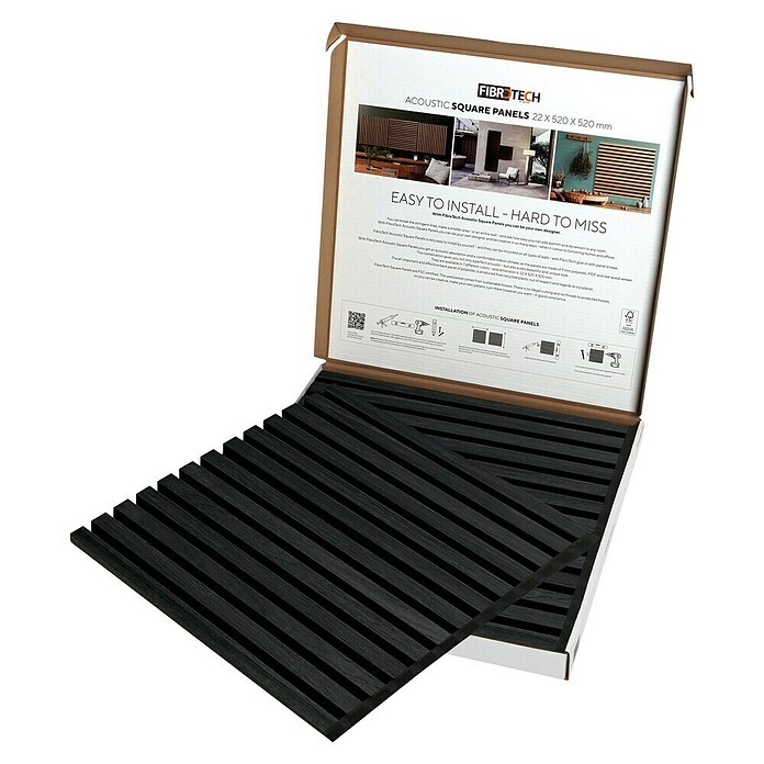 FibroTech Akustikpaneel SQUARE (Black Oak, 520 x 520 x 22 mm) | BAUHAUS