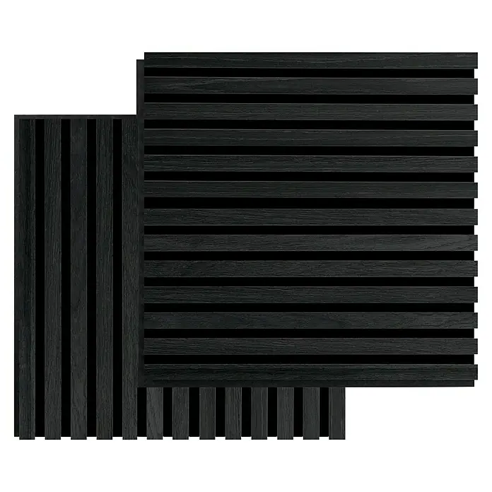 FibroTech Akustikpaneel SQUARE - Black Oak, 520 x 520 x 22 mm - Stilvolle Akustikpaneele in Schwarz: Elegante Wandgestaltung für moderne Innenräume. Die Holzpaneele verbessern die Raumakustik und Optik.