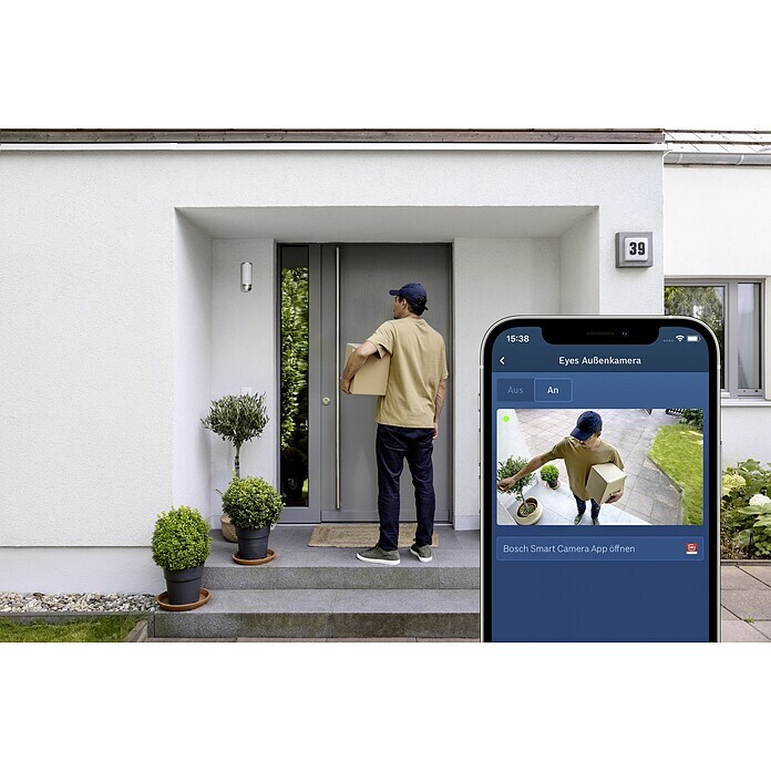Bosch Smart Home Außenkamera Eyes (1.920 x 1.080 Pixel (Full HD), Reichweite Funk: 80 m (Freifeld))