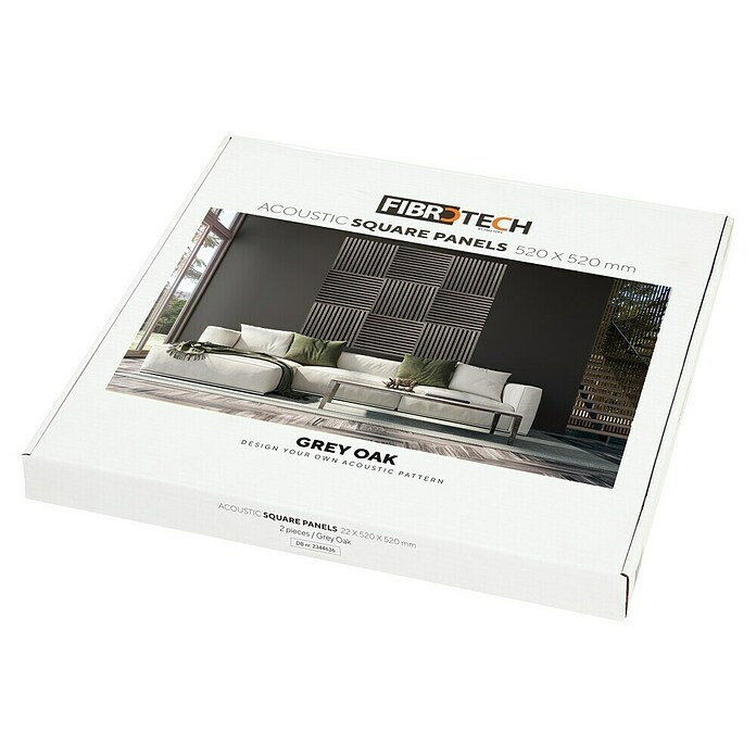 FibroTech Akustikpaneel SQUARE (Grey Oak, 520 x 520 x 22 mm) | BAUHAUS