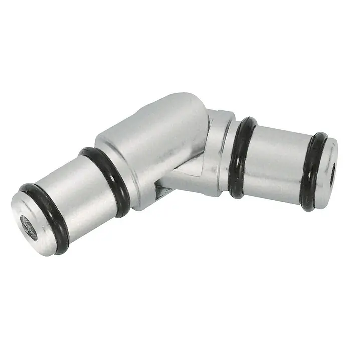 Expo Ambiente Gardinenwinkel - Edelstahloptik, Geeignet für: Gardinenstangen Ø 16 mm - Winkelverbinder aus Metall mit Dichtungsringen für verschiedene Anwendungen in Sanitär- und Heizungsanlagen.
