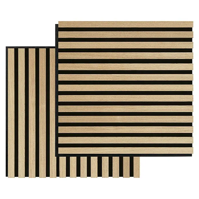 FibroTech Akustikpaneel SQUARE - Ash, 520 x 520 x 22 mm - Drei schallabsorbierende Wandpaneele aus Holz in verschiedenen Größen mit Akustikfilz für eine stilvolle und funktionale Raumgestaltung.