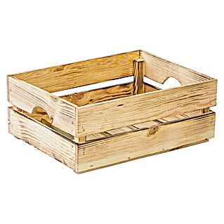 Holzkiste Leni (L x B x H: 40 x 30 x 15 cm, Braun, Geflammt)