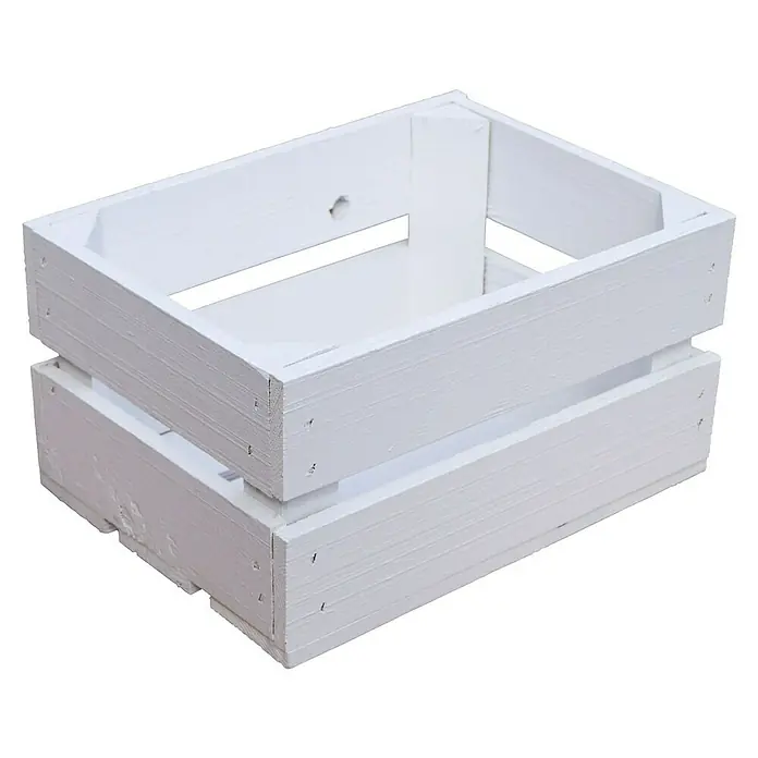 Holzkiste Frieda - L x B x H: 30 x 22 x 16 cm, Weiß - Eine weiße Holzkiste, ideal für Organisation oder Dekoration. Rustikales Design für zusätzlichen Charme und praktische Lagerung.