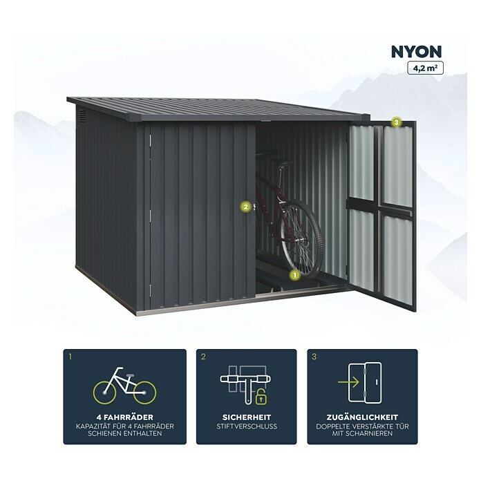 Okoru Hoggar Fahrradbox (L x B: 204 x 206 cm, Wandstärke: 0,3 mm)