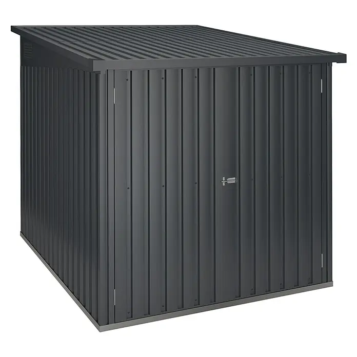 Hoggar Gerätehaus Arth - Außenmaß inkl. Dachüberstand (B x T): 204 x 163 cm, Stahl, 3,2 m² - Stabile Gerätebox aus Metall in Anthrazit mit abschließbarer Tür. Ideal für die Aufbewahrung von Gartengeräten und Werkzeugen im Außenbereich.