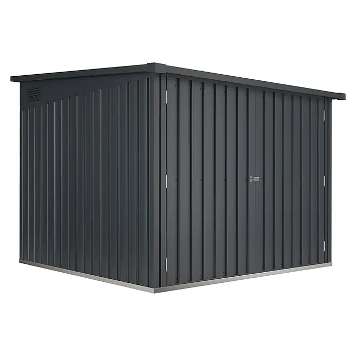 Hoggar Gerätehaus Nyon - Außenmaß inkl. Dachüberstand (B x T): 206 x 204 cm, Anthrazit, Stahl, 4,2 m² - Metall Gerätehaus mit abschließbarer Doppeltür bietet sicheren Stauraum. Ideal für Gartengeräte und Werkzeuge.