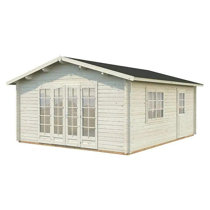 Palmako Gartenhaus Irene - Außenmaß inkl. Dachüberstand (B x T): 514 x 598 cm, Natur - Helles Holzgartenhaus mit Doppeltür und Fenstern, ideal für Garten oder als zusätzlicher Stauraum.