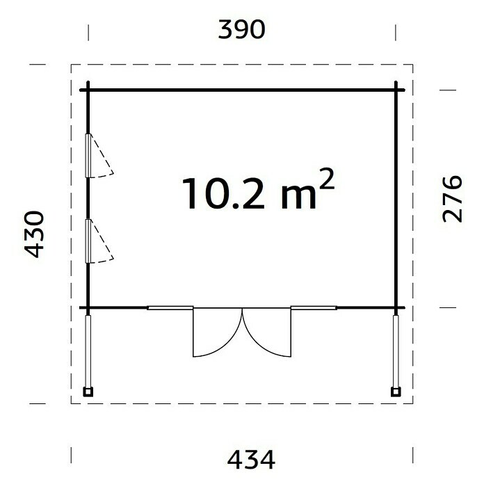 Palmako Gartenhaus Caroline (Außenmaß inkl. Dachüberstand (B x T): 434 x 430 cm, Holz, Grau) | BAUHAUS